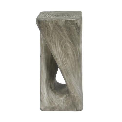 Merax Twist Shape MGO Accent Side Table, Unique Modern End Table with Wide Pedestal & Tabletop, Small Drink Tables for Living Room, Bedroom Night Stand Bedside Table, No Assembly Required, Grey - color: Grey, size: Twist Shaped