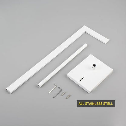 GERZWY SUS 304 Stainless Steel Toilet Paper Stand with Reserve, Free Standing Toilet Paper Holder, White - color: White