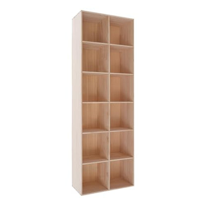 Wooden 12 Cube Shelf Bookcase, Floorstanding Bookshelf with Open Compartments & Back Panel 70.87x11.81x23.62 Inch, Solid Wood Cube Storage Organizer for Living Room, Bedroom (12 Cube) - size: 12 Cube