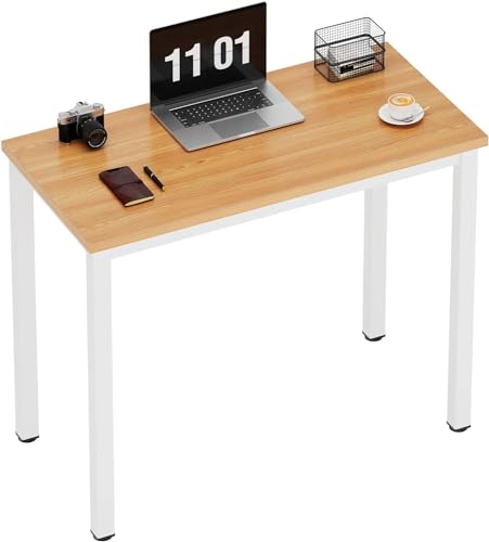 sogesfurniture Computer Office Desk Computer Table with BIFMA Certification Sturdy Office Desk Writing Desk,Teak&Black,BHUS-AC3BW-8040