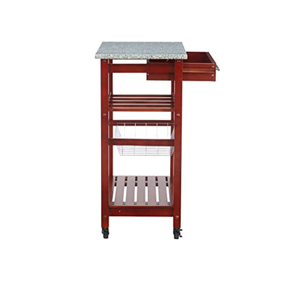 Linon Hanover Wenge Kitchen Cart with Granite Top, Model Number: 44037WENGE-01-KD-U - color: Wenge and Granite, style: Whitney