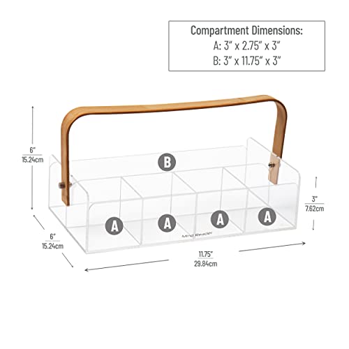 Mind Reader Tea Bag Organizer, Tea Station, Countertop, Caddy, Rayon from Bamboo and Acrylic, 11.75"L x 6"W x 6"H, Brown - style: Tea Bag Basket