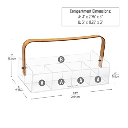 Mind Reader Tea Bag Organizer, Tea Station, Countertop, Caddy, Rayon from Bamboo and Acrylic, 11.75"L x 6"W x 6"H, Brown - style: Tea Bag Basket
