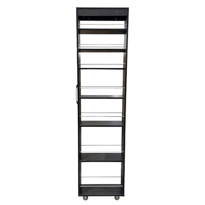 7-Tier Slim Mobile Shelving Cart with Wheels, Rolling Pantry with 7 Racks, Narrow Pull-Out Utility Cart, Space Saving Storage Organizer Carts for Kitchen Living Room Bathroom Narrow Spaces, Black - size: Black & 7.87"D x 17.72"W x 70.87"H