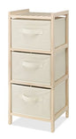 Whitmor 3 Drawer Wood Chest Organizer, Natural Pine Storage with Pull Out Fabric Bins, Easy Assembly, Compact Design for Bedroom Closet Nursery, 11.0"L x 10.0"W x 25.5"H