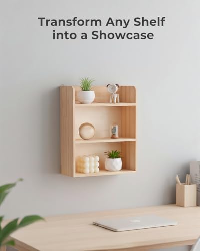 10"x 12" Small Trinket Display Shelf, Natural Unfinished | Fully Assembled, DIY Stain, Wooden Spice Rack For Wall Or Desk, Display Collectibles, Knick Knacks, Mini Figurines, Crystals - color: Natural