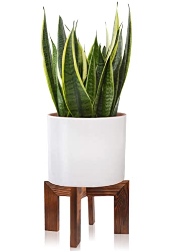 Gendral Forwepup Wood Plant Stand, Mid Century Modern Planter, Rattan Flower Pot Stand, Low Short Plant Stands for Indoor - Boho Rustic Wooden Stool for Plant Pot Holder, Fit 5-15 Inch Pot - color: 1 Wood Grain
