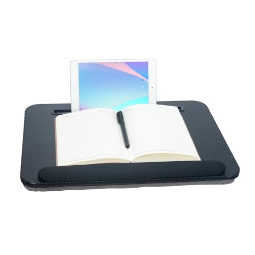 Portable Laptop Desk Fits Up to 16“ Laptops, with Tablet Slot, Built-in Cushion, Great for Home & Office,Lap Desk for Laptop,Lap Desk with Cushion (Black with Wrist Rest, Medium) - color: Black With Wrist Rest, size: Medium
