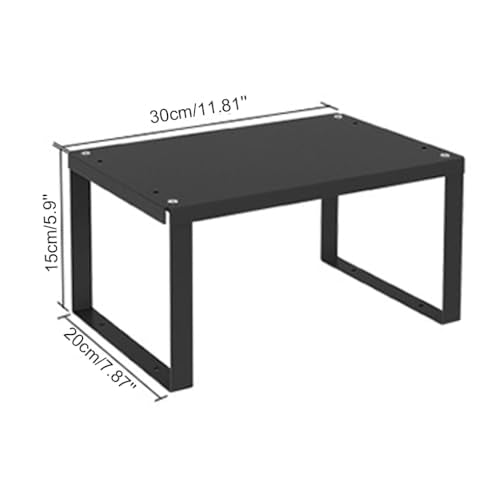 Stackable Cabinet Shelf Organizer Counter Storage Spice Rack Metal Space Saving for Kitchen Pantry Cupboard Countertop Bathroom Bedroom Under Sink Office, Black - Medium - size: Medium, Pack 1