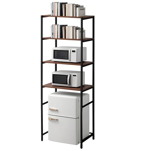 Colingmill 4 Tier Black Mini Fridge Stand with Storage for Dorm, Over Mini Fridge Multipurpose Storage Shelf Rack Standing Organizer for College Rooms Kitchen Pantry, Home, and Offices, Coffee - color: Black, style: 4 Tier