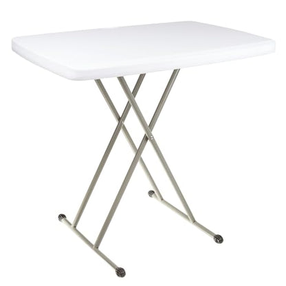 Lavish Home Portable Folding Table - 2.5 Foot Indoor/Outdoor Portable Lightweight Small Table with Adjustable Height - TV Tray for Laptop, Cards, Camping, Crafting, Party (White) - size: 19"H to 28"H