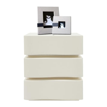 Minimalist Nightstand with LED Light, Wooden White Bedside Table with 3 Drawers Small Modern Side Table for Bedroom Dorm Small Spaces - size: 3 Drawer