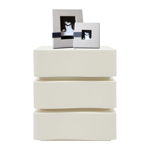 Minimalist Nightstand with LED Light, Wooden White Bedside Table with 3 Drawers Small Modern Side Table for Bedroom Dorm Small Spaces - size: 3 Drawer