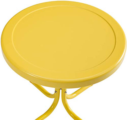 Crosley Furniture Griffith Weather Resistant Retro Metal Outdoor Side Table for Patio, Deck, Porch, Yellow - color: Yellow