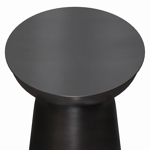 SIMPLIHOME Toby Metal Table - 17" Wide x 18" High Solid Iron Drum Accent Table in Antique Copper, Industrial Side or End Table for Living Room, Bedroom or Entryway with Sculptural Design, Assembled