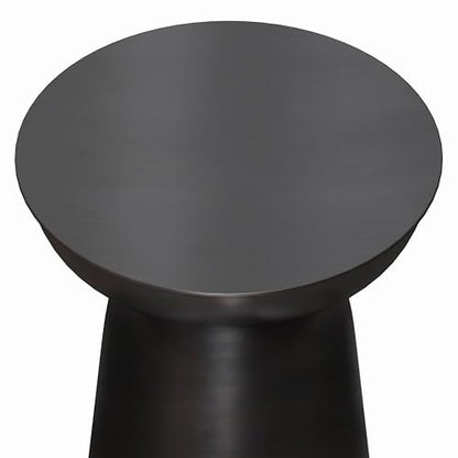 SIMPLIHOME Toby Metal Table - 17" Wide x 18" High Solid Iron Drum Accent Table in Antique Copper, Industrial Side or End Table for Living Room, Bedroom or Entryway with Sculptural Design, Assembled