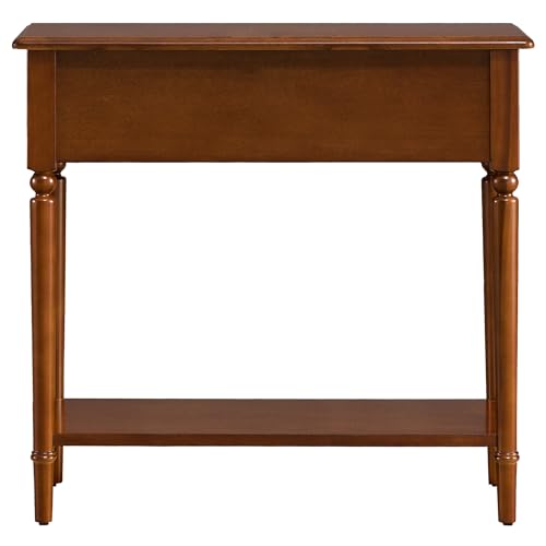 Leick Home Coastal Console Table, Solid Wood, with Drawer and Shelf, for Entryways, Hallways, and Living Rooms, Pecan Brown, 20027-PC - color: Pecan, size: 1 Drawer