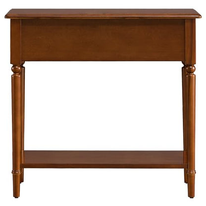 Leick Home Coastal Console Table, Solid Wood, with Drawer and Shelf, for Entryways, Hallways, and Living Rooms, Pecan Brown, 20027-PC - color: Pecan, size: 1 Drawer