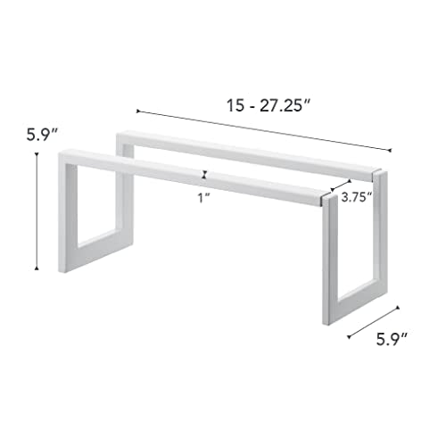 YAMAZAKI Home Line Expanding Shoe Rack, Metal, Adjustable - Single, 6" - Steel - Holds 4 To 8 Shoes - color: White, size: Single