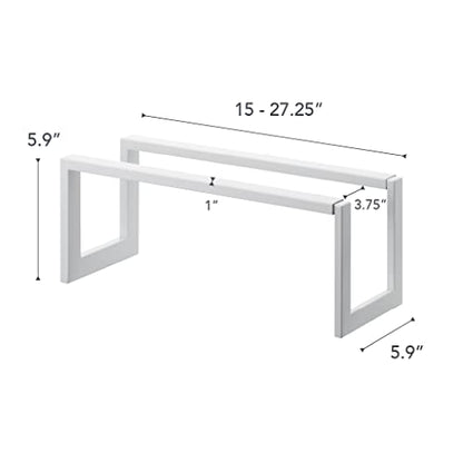 YAMAZAKI Home Line Expanding Shoe Rack, Metal, Adjustable - Single, 6" - Steel - Holds 4 To 8 Shoes - color: White, size: Single