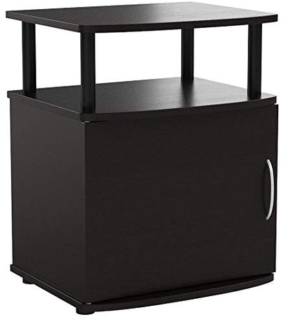 Furinno JAYA End Side Sofa Table/Nightstand with Door, 2-Pack, PVC Tubes, Black Wood - color: Black, size: 2-Pack