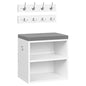 HOOBRO Shoe Storage Bench with Cushion, Entryway Bench with Coat Rack Set, Small Shoe Storage Organizer with Adjustable Shelf, for Narrow Hallway Foyer, Bedroom, White and Gray WG28HX01
