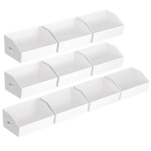 Closet Baskets for Shelves Trapezoid - Decorative Storage Baskets with Handle, Closet Bins for Organization, Shelf Storage Bins for Clothes, Books, Home, Office, 10 Pack, White - color: White, size: Large -10 Pack