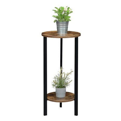 Convenience Concepts Graystone 2 Tier Tall Plant Stand 31" - Industrial Stand for Plants, Vases, and Antiques, Urban Modern Design for the Living Room, Hallway, Entryway, Barnwood/Black - color: Barnwood/Black