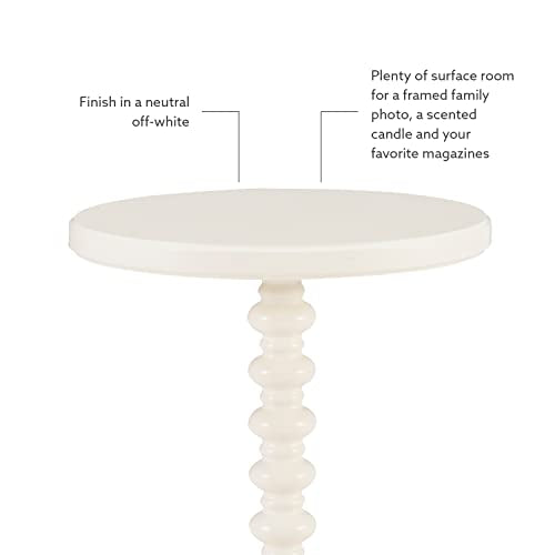 Powell Tarkin Round Off White Turned Spindle Pedestal Side Accent Table - color: Off White