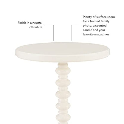 Powell Tarkin Round Off White Turned Spindle Pedestal Side Accent Table - color: Off White