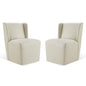 KISLOT Upholstered Dining Chairs Set of 2 with Casters, Wingback Modern Side Armless Deskchair with Rollers for Diningroom Bedroom Livingroom Reading Room, Cream Faux Leather - color: A Cream Faux Leather, size: Set of 2