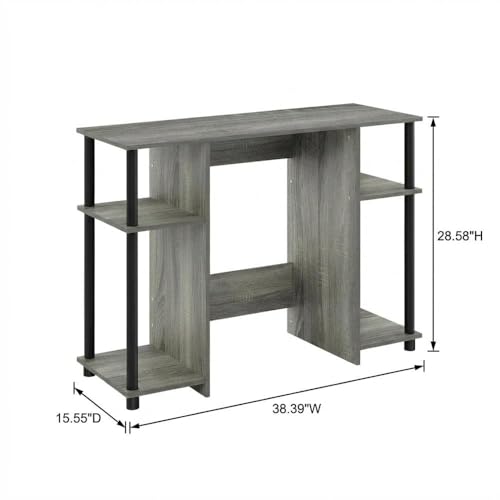 French Oak Grey/Black Compact Computer Study Desk, Modern Design, Sturdy Construction, Ideal for Home or Office workspace, Durable Finish - color: French Oak Grey/Black