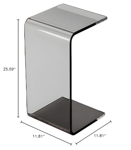 Side Table,C Shaped End Table, Acrylic Sofa Side Table, Bedside Table for Bedroom Small Simple Modern Coffee Table Suitable for Living Room (Smoke Gray) - color: Smoke Gray