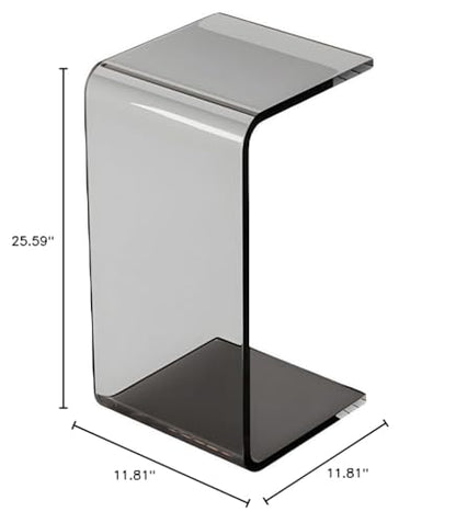 Side Table,C Shaped End Table, Acrylic Sofa Side Table, Bedside Table for Bedroom Small Simple Modern Coffee Table Suitable for Living Room (Smoke Gray) - color: Smoke Gray