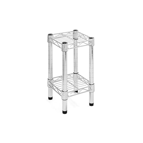 Shelving Inc. 8" d x 8" w Chrome Wire Shelving with 2 Tier Shelves, Weight Capacity 800lbs Per Shelf - size: 8" d x 8" w x 14" h