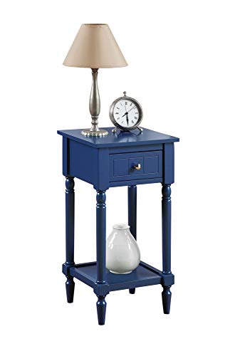 Convenience Concepts French Country Khloe 1 Drawer Accent End Table 14" - Traditional Farmhouse Side Table with Storage Drawer and Shelf for Living Room, Cobalt Blue - color: Cobalt Blue