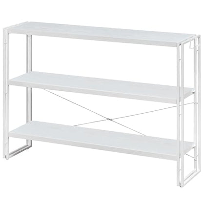 HCHQHS Bookshelf, 3-Tier Industrial Bookcase, White Open Book Shelf, Freestanding Horizontal Bookshelves with Metal Frame - color: White, size: 3-Tier (47"W x 33.5"H)