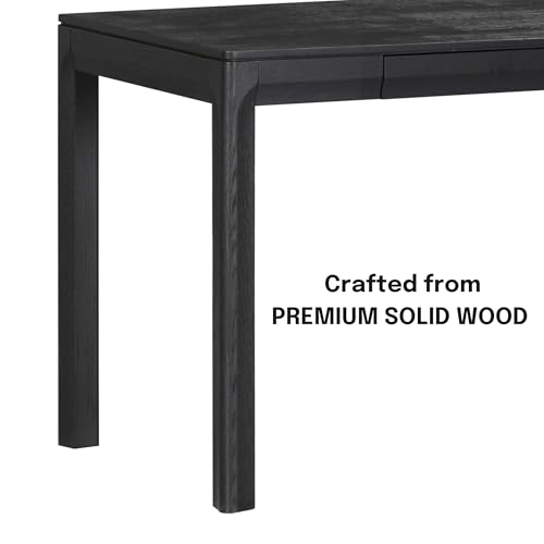 NTC Flow Modern Wooden Rectangle Desk Table with Hidden Drawer – Waterproof & Heat Resistant, Burnt Black - color: Burnt Black, size: 47 Inch, style: Desk