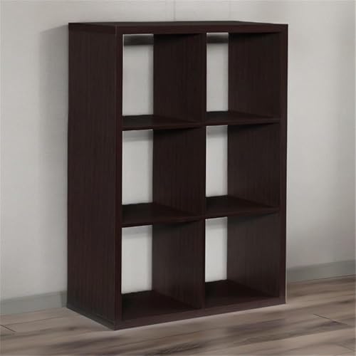 Riverbay Furniture 44" H Transitional Wood Storage Cabinet with 6 Inner Cube Areas, Some Assembly Required, in Espresso Finish - size: 6 Cubby