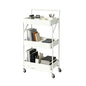 3-Tier Metal Foldable Rolling Cart with Wheels, Heavy Duty No Assembly Required, Space Saving Multi-Purpose Utility Trolley for Kitchen Bathroom Office Dorm Living Room Balcony (White, Handheld) - color: White