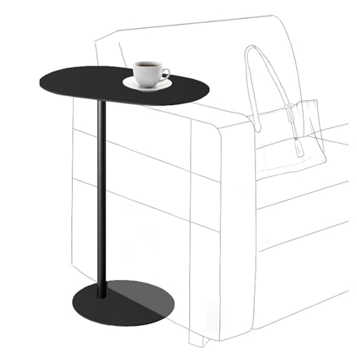 C-Shaped Side Table, Iron End Table for Couch Sofa and Bed, Small Metal Black Side Tables for Living Room Bedroom (Black, High-24.8in/63cm) - color: Black, size: High-24.8in
