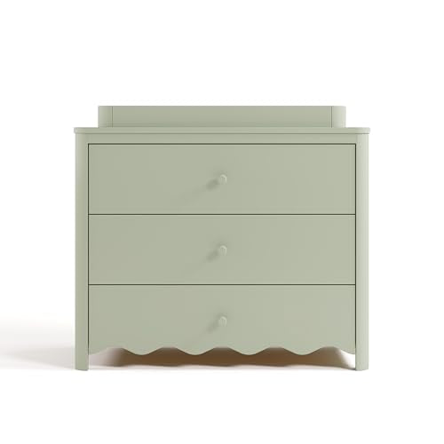 Storkcraft Casablanca 3 Drawer Chest with Removable Changing Topper, Sage | GREENGUARD Gold Certified Wood Dresser for Nursery & Kids Bedroom, Safety Interlocking Drawer System, Removable Topper - color: Sage, style: 3 Drawer Dresser