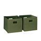RiverRidge Folding Storage Bins - 2-pack of 10in Tall Olive Cubes | Fabric Bins, Set of 2 Storage Cubes, Cut-out Handles, Playroom Closet Organizer, Collapsible Cubby with Bottom Board Insert - color: 2 Olive 10in H Bins
