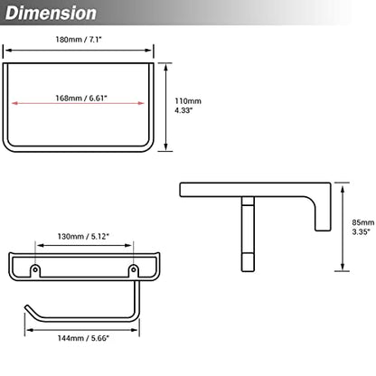 RANDOM Black Toilet Paper Holder with Shelf Rustproof Matte Black Toilet Paper Holder Wall Mount Toilet Paper Roll Holder Solid Metal Toilet Tissue Holder for Bathroom.RD93008-MB - color: B-matte Black