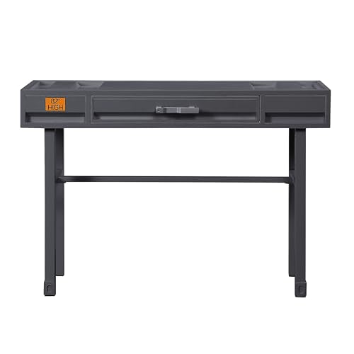 Gunmetal Writing Desk with 1 Drawer - Compact Home Office Computer Desk