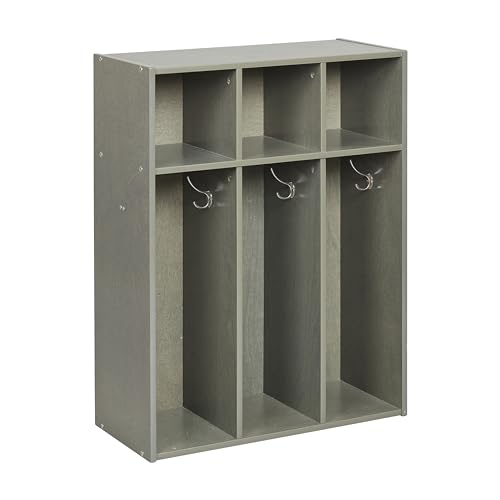 ECR4Kids Streamline 3-Section Toddler Coat Locker with Cubby Storage, Kids Furniture, Grey Wash - color: Grey Wash