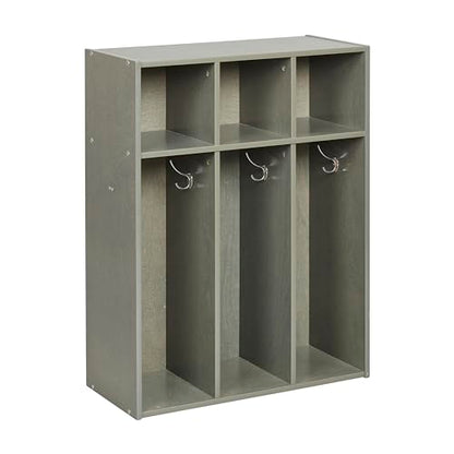 ECR4Kids Streamline 3-Section Toddler Coat Locker with Cubby Storage, Kids Furniture, Grey Wash - color: Grey Wash