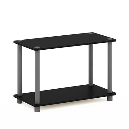 Furinno TURN-N-TUBE Side Table, 2-Tier Modern Rectangle End Table with Open Shelf, Night Stand, Bedside Table, Toolless Assembly, for Living Room, Bedroom, Black - color: Black/Grey, size: 1-Pack
