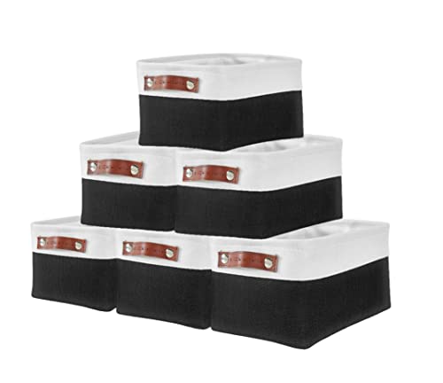 DECOMOMO Small Storage Basket, Closet Storage Bins, Baskets for Organizing Shelves (Black & White, Small - 6 Pack) - color: Black and White, size: Small/6P
