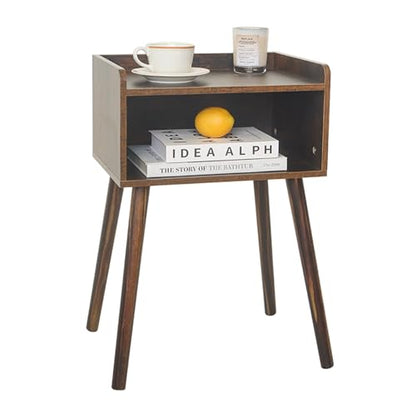 MaxSmeo Nightstand, Mid Century Modern Side Table Bedroom with Storage, Small End Bedside Table with Solid Wood Legs for Living Room, Office Small Spaces (Rustic Brown) - color: Rustic Brown